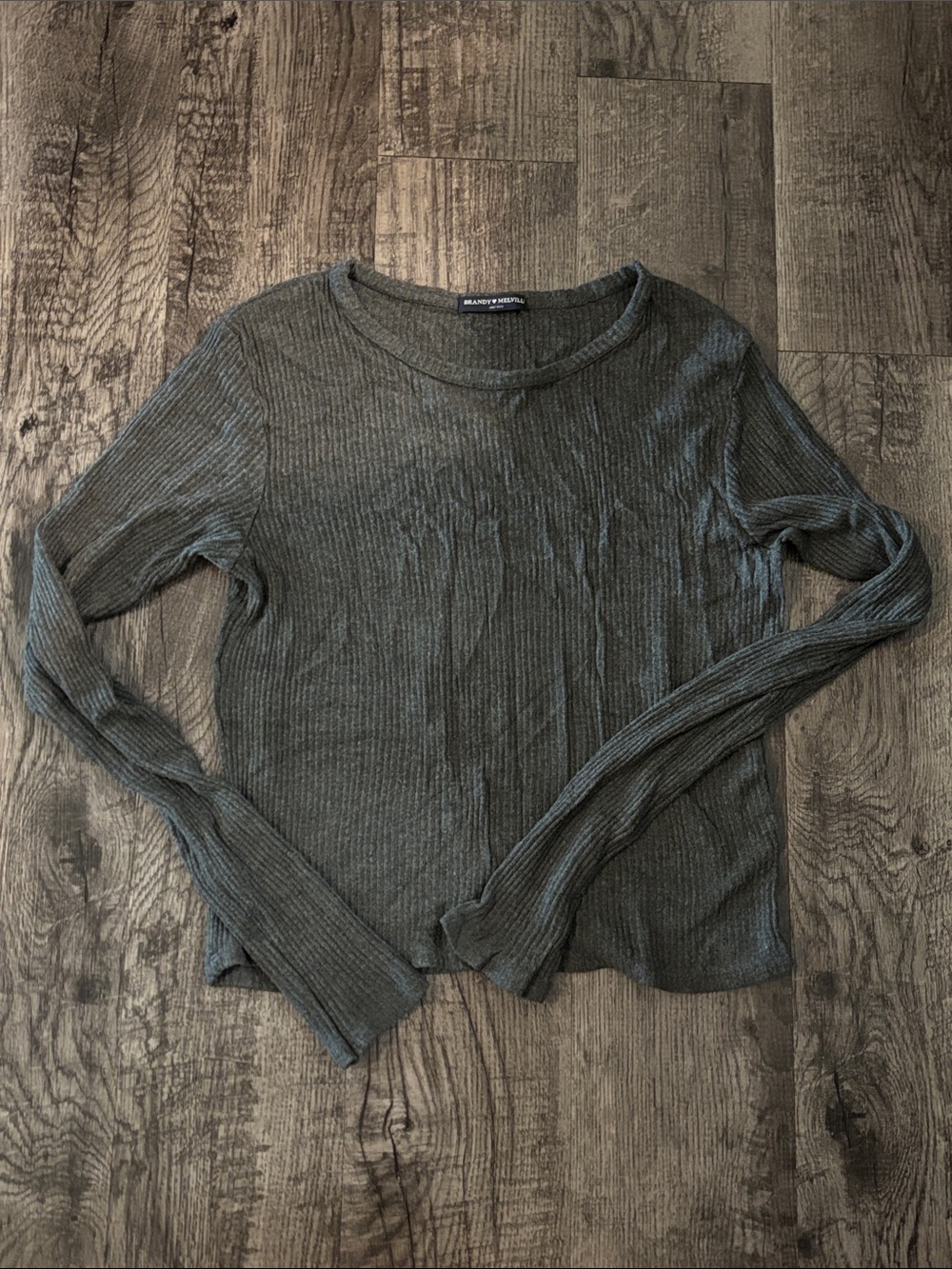 Brandy Melville Ribbed Long Sleeve - Grey - One Size
